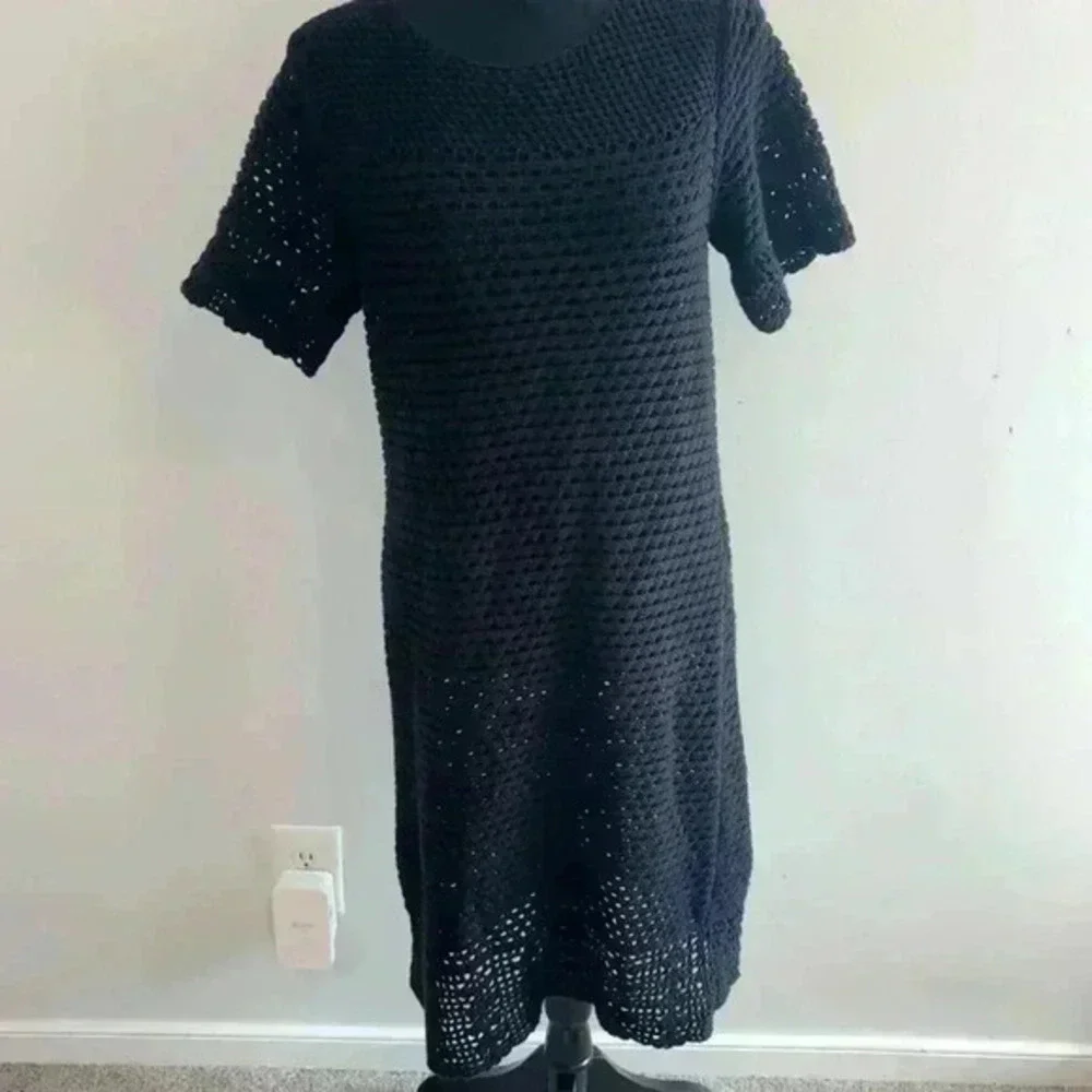 J. McLaughlin Crochet Black Dress Cover Up Beach Size XS - Picture 1 of 7